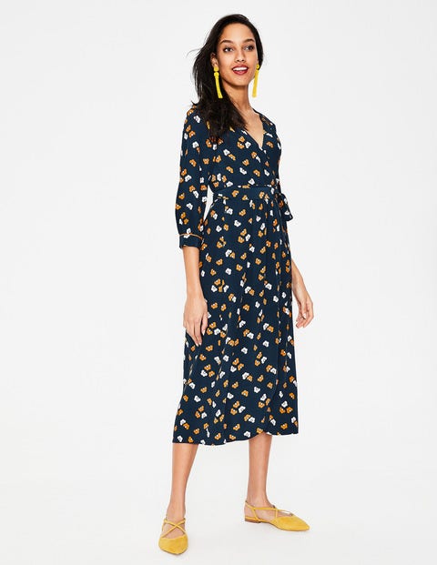 Floris Wrap Dress - Navy Daisy Cloud 