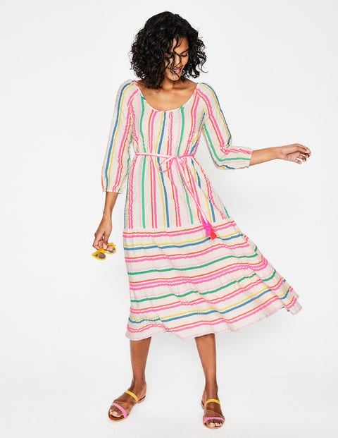 Cordelia Midi Dress - Rainbow Fluoro Stripe Cordelia Midi Dress - Rainbow Fluoro Stripe