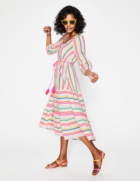 Cordelia Midi Dress - Rainbow Fluoro Stripe Cordelia Midi Dress - Rainbow Fluoro Stripe