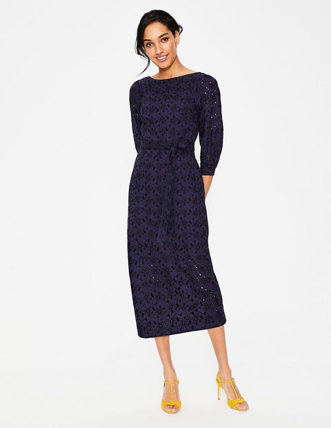 Claudette Broderie Midi Dress - Navy Claudette Broderie Midi Dress - Navy