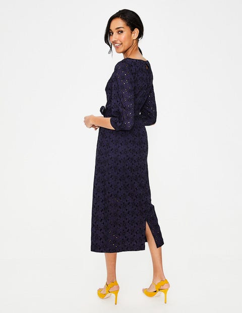 black broderie midi dress