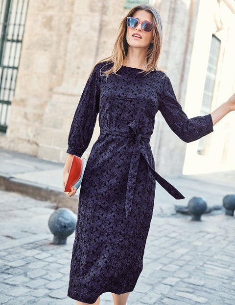 Claudette Broderie Midi Dress - Navy Claudette Broderie Midi Dress - Navy