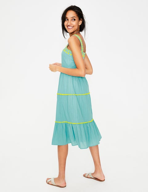 Estella Embroidered Midi Dress - Heron Blue Estella Embroidered Midi Dress - Heron Blue