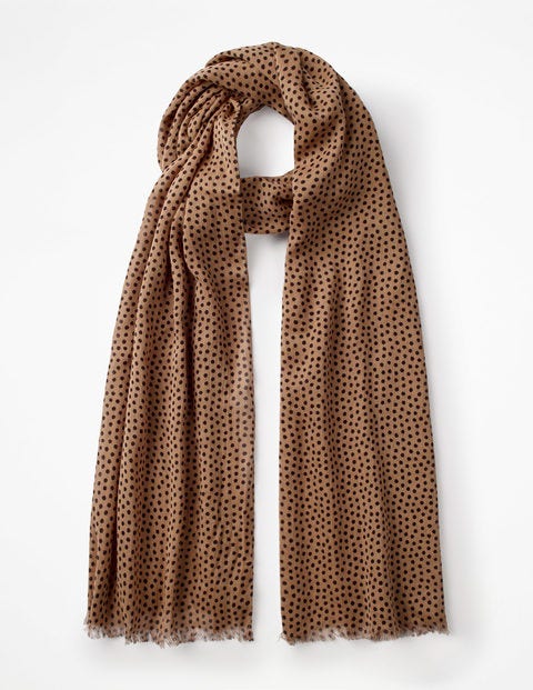 Printed Scarf - Soft Truffle and Black Printed Scarf - Soft Truffle and Black