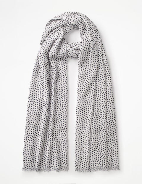 Printed Scarf - Ivory and Navy Printed Scarf - Ivory and Navy