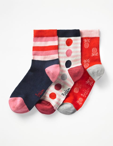 Three Pack Socks - Red Pop