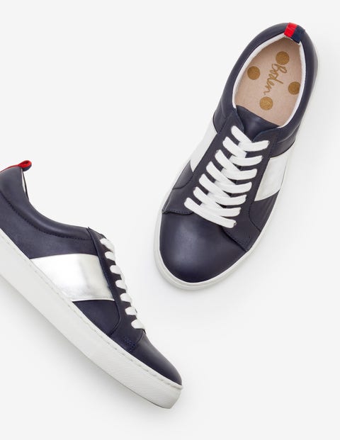 Classic Sneakers - Navy and Silver Stripe Classic Sneakers - Navy and Silver Stripe