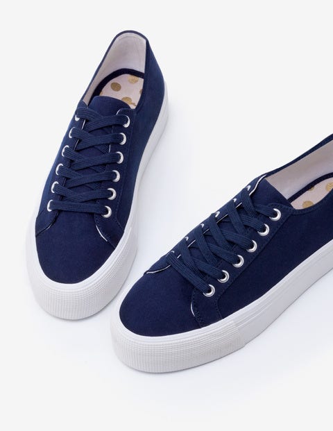 Canvas Flatform Plimsolls - Navy Canvas Flatform Plimsolls - Navy