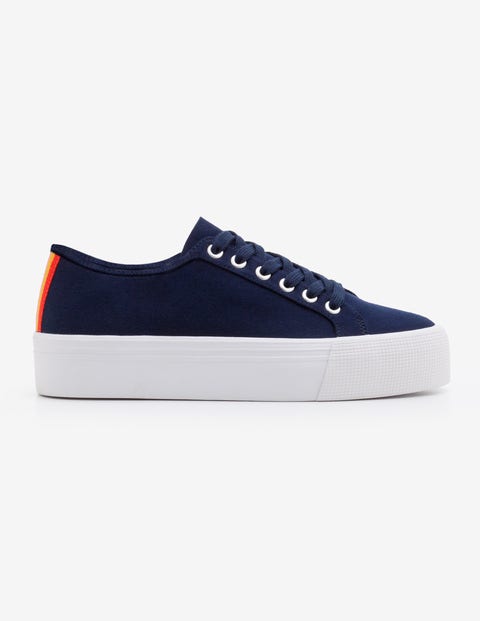 Canvas Flatform Plimsolls - Navy Canvas Flatform Plimsolls - Navy