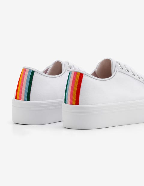 Canvas Flatform Plimsolls - White Canvas Flatform Plimsolls - White