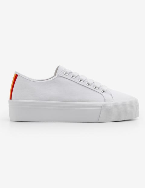 Canvas Flatform Plimsolls - White Canvas Flatform Plimsolls - White