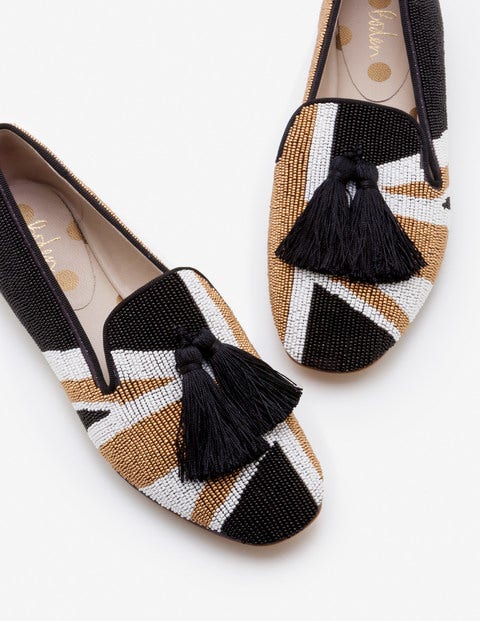 Evelina Beaded Slippers - Union Jack Evelina Beaded Slippers - Union Jack