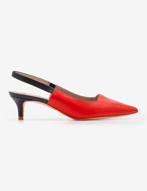 Florrie Kitten Heel Slingbacks - Red Pop and Navy Florrie Kitten Heel Slingbacks - Red Pop and Navy
