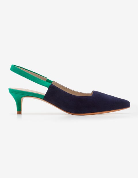 Florrie Kitten Heel Slingbacks - Navy and Herbarium Florrie Kitten Heel Slingbacks - Navy and Herbarium