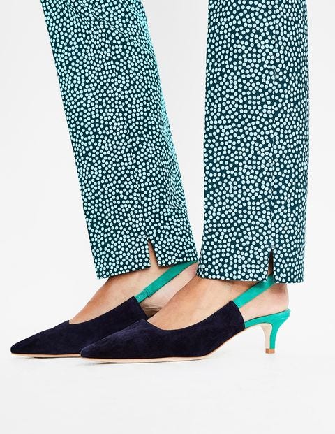 Florrie Kitten Heel Slingbacks - Navy and Herbarium Florrie Kitten Heel Slingbacks - Navy and Herbarium