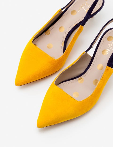 Florrie Kitten Heel Slingbacks - Happy and Navy Florrie Kitten Heel Slingbacks - Happy and Navy