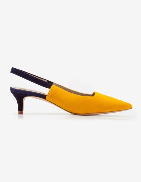Florrie Kitten Heel Slingbacks - Happy and Navy Florrie Kitten Heel Slingbacks - Happy and Navy