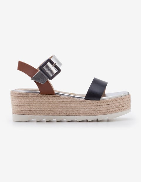 Lena Platform Sandals - Navy, Silver and Tan Lena Platform Sandals - Navy, Silver and Tan