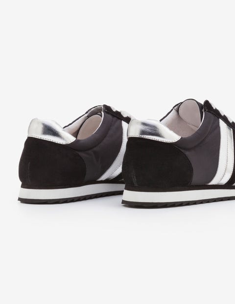 Striped Sneakers - Black, White and Silver Striped Sneakers - Black, White and Silver