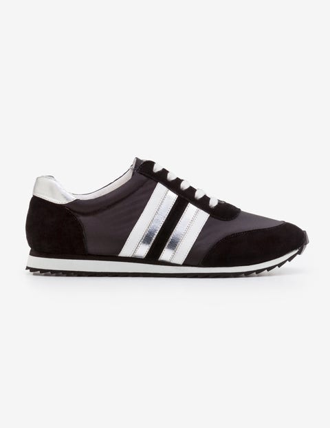 Striped Sneakers - Black, White and Silver Striped Sneakers - Black, White and Silver