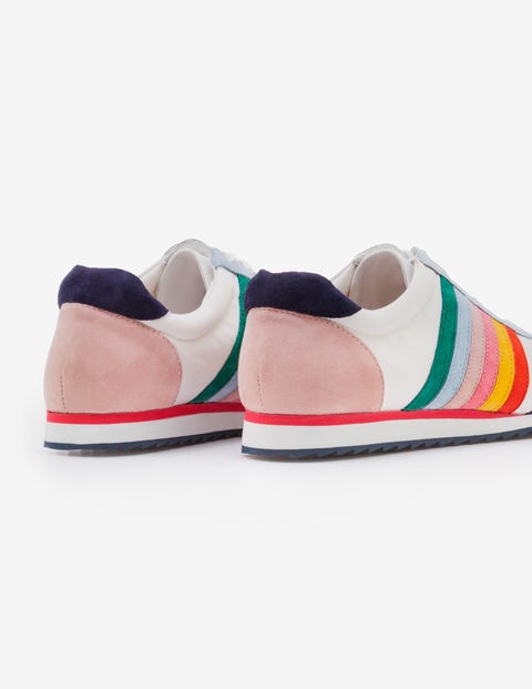 Striped Sneakers - White and Rainbow Striped Sneakers - White and Rainbow