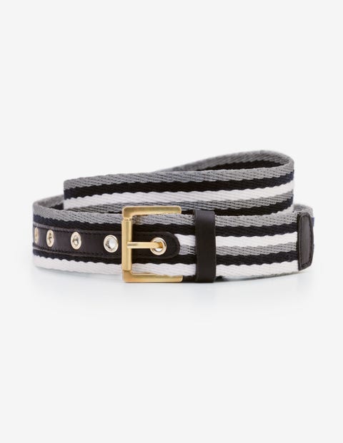 Webbing Belt - Navy/Ivory/Silver Webbing Belt - Navy/Ivory/Silver