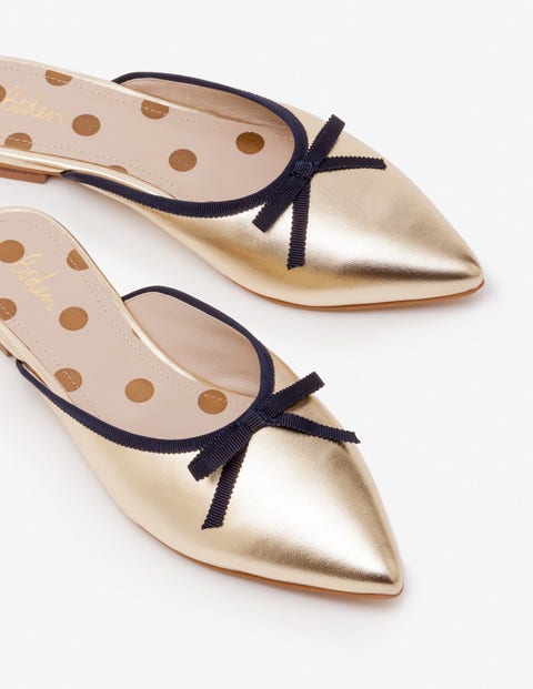 Connie Flat Mules - Gold Metallic Connie Flat Mules - Gold Metallic