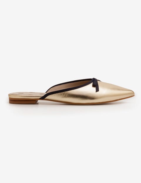 Connie Flat Mules - Gold Metallic Connie Flat Mules - Gold Metallic