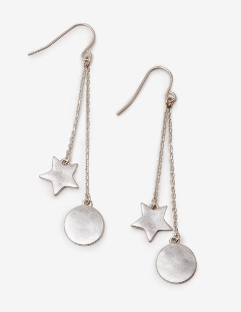 Star Drop Earrings - Silver Metallic Star Drop Earrings - Silver Metallic