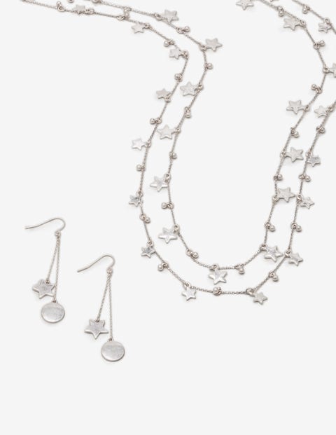 Star Drop Longline Necklace - Silver Metallic Star Drop Longline Necklace - Silver Metallic