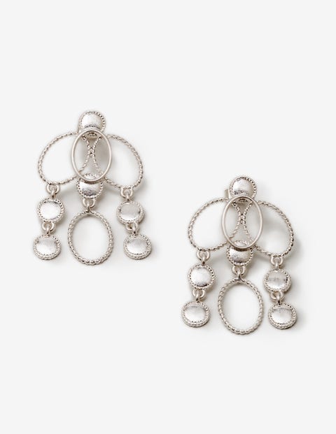Oval Earrings - Silver Metallic Oval Earrings - Silver Metallic