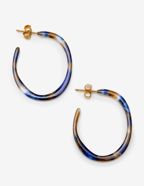 Resin Hoop Earrings - Cobalt Tortoiseshell Resin Hoop Earrings - Cobalt Tortoiseshell