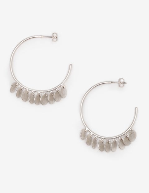 Dainty Disc Hoop Earrings - Silver Metallic Dainty Disc Hoop Earrings - Silver Metallic