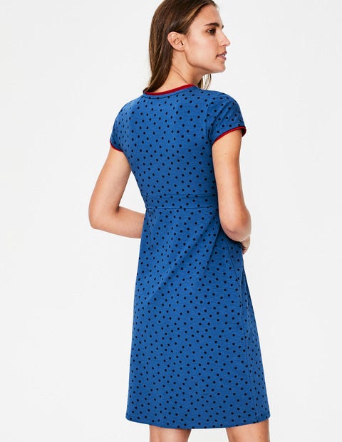 Robe Décontractée En Jersey - Pois épars cobalt Robe Décontractée En Jersey - Pois épars cobalt