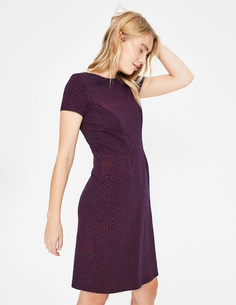 Robe Phoebe En Jersey - Bouton d'or à pois bleu marine Robe Phoebe En Jersey - Bouton d'or à pois bleu marine