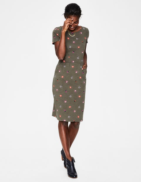 Phoebe Jersey Dress - Classic Khaki Floral Medley Phoebe Jersey Dress - Classic Khaki Floral Medley
