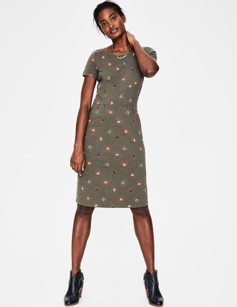 Phoebe Jersey Dress - Classic Khaki Floral Medley Phoebe Jersey Dress - Classic Khaki Floral Medley