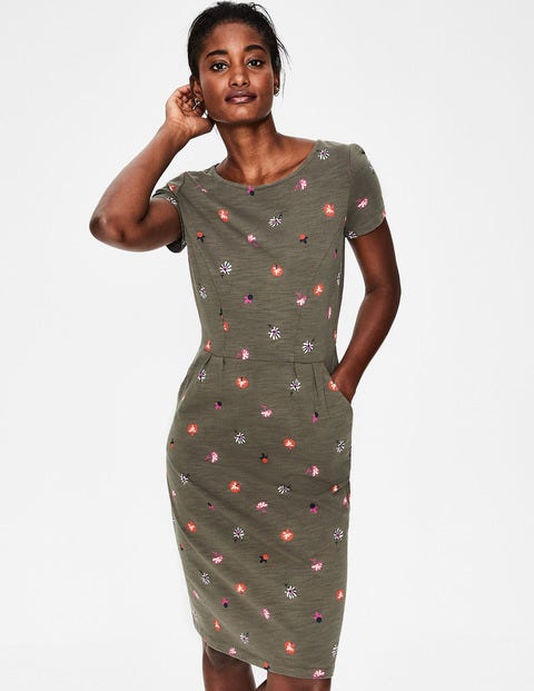 Phoebe Jersey Dress - Classic Khaki Floral Medley Phoebe Jersey Dress - Classic Khaki Floral Medley