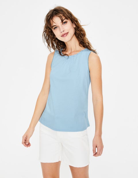 Frill Jersey Tank - Heron Blue Frill Jersey Tank - Heron Blue