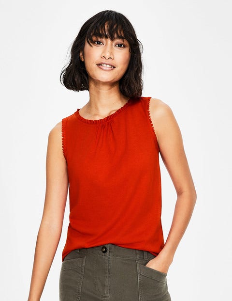 Frill Jersey Vest - Red Pop Frill Jersey Vest - Red Pop