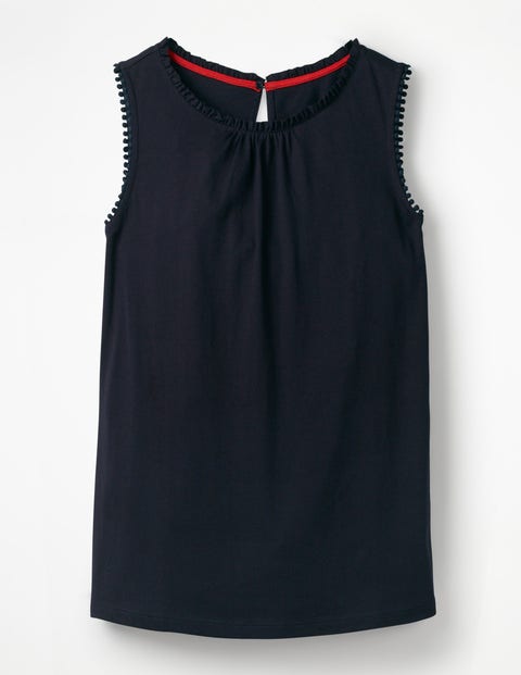 Jersey-Trägershirt mit Rüschen - Navy Jersey-Trägershirt mit Rüschen - Navy