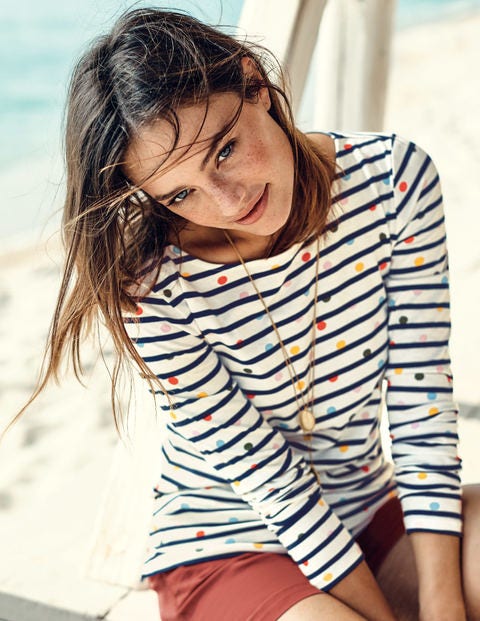 Long Sleeve Breton - Ivory/Navy Multi Dot Long Sleeve Breton - Ivory/Navy Multi Dot