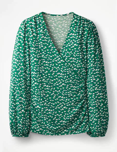 Elodie Jersey Wrap Top - Forest Crocus Flower Elodie Jersey Wrap Top - Forest Crocus Flower