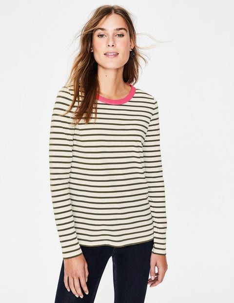 Crew Neck Breton - Ivory/Khaki Crew Neck Breton - Ivory/Khaki