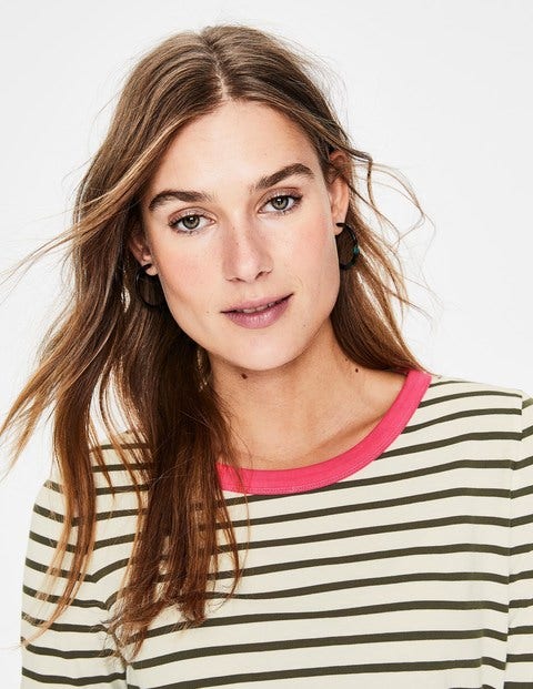 Crew Neck Breton - Ivory/Khaki Crew Neck Breton - Ivory/Khaki