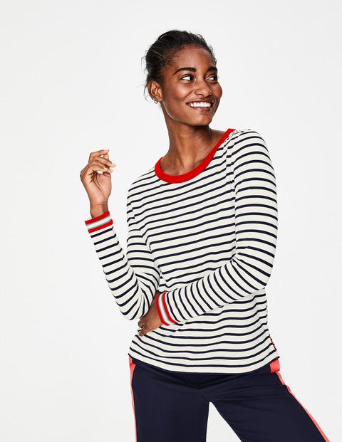 Crew Neck Breton - Ivory/Multi Cuff Crew Neck Breton - Ivory/Multi Cuff