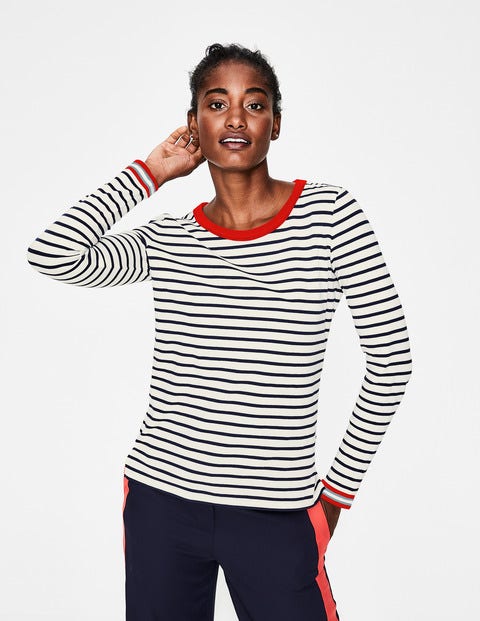 Crew Neck Breton - Ivory/Multi Cuff Crew Neck Breton - Ivory/Multi Cuff