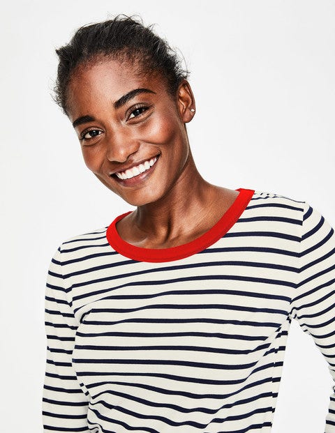 Crew Neck Breton - Ivory/Multi Cuff Crew Neck Breton - Ivory/Multi Cuff