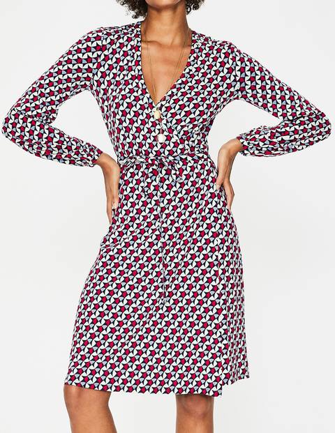 Elodie Jersey Wrap Dress - Poinsettia Graphic Geo