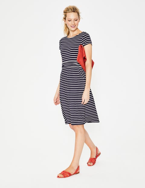Amelie Jerseykleid - Navy/Naturweiß, Gestreift Amelie Jerseykleid - Navy/Naturweiß, Gestreift
